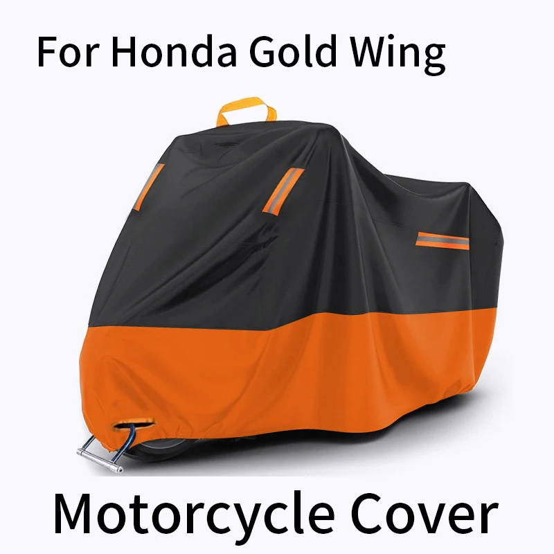 ホンダ-ゴールドウィング用、防水-uv-防塵オートバイカバー、反射ストリップ、ロック穴-収納バッグ付き