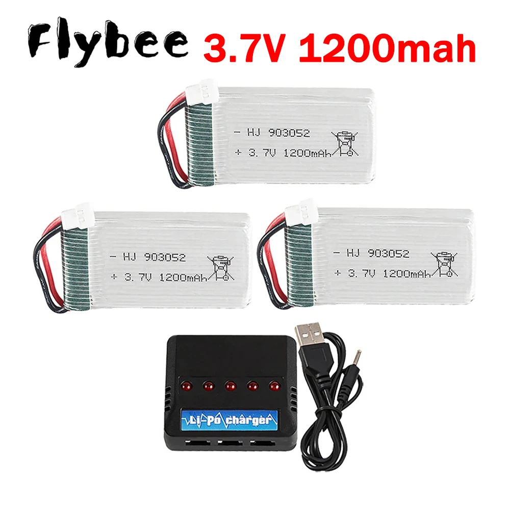 3.7V 1200mAh 903052 Lipo Battery Charger For Syma X5SW X5SC X5C JJRC H5P RC Drone Quadcopter Spare Parts