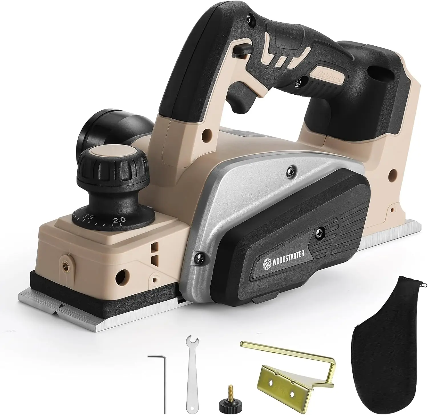 

Cordless Electric Hand Planer, Brushless Motor, 15000RPM, 3-1/4" Planing Width, with Edge Guide & Dust Bag, Bare Tool
