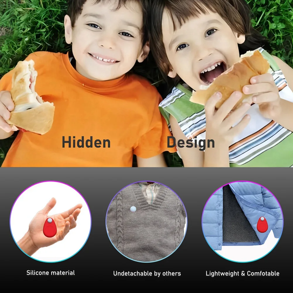 Soporte impermeable de silicona para niños A88M para funda de rastreador GPS oculta Airtag con pasador de seguridad rojo