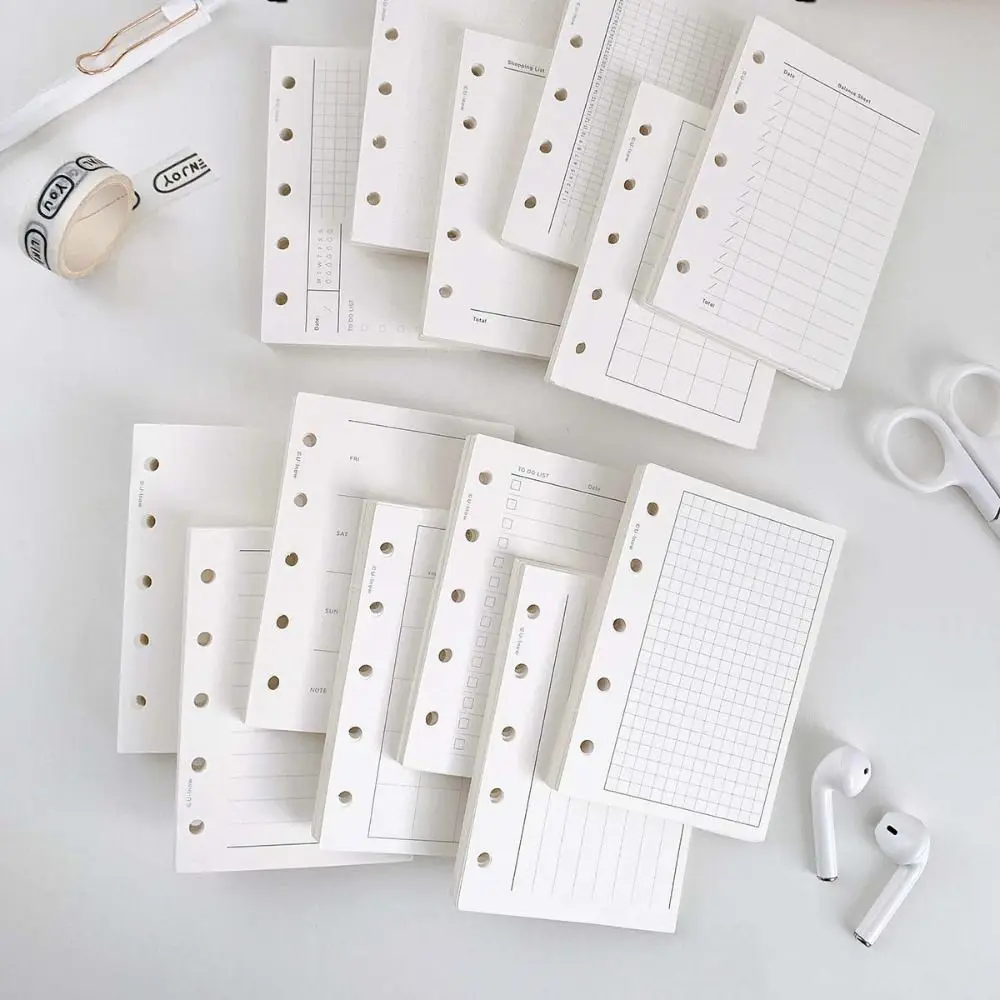 50Sheets M5 A8 Loose-Leaf Notebook Refill Paper 5-hole Line Grid Inner Refill Binder Paper Pages Index Inside Page Cards