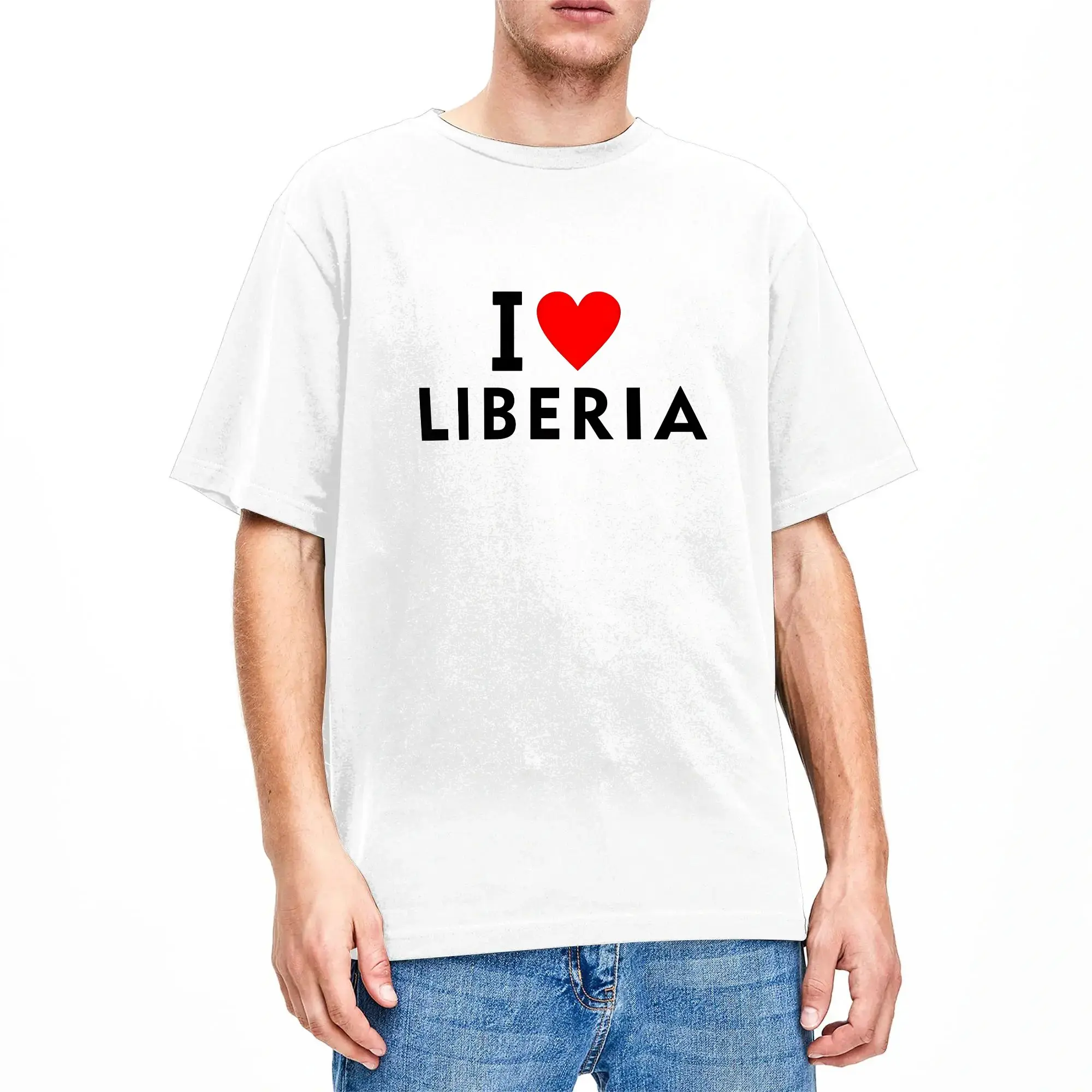 Men's T-Shirt I love Liberia Amazing Pure Cotton Tees Short Sleeve  T Shirts O Neck Clothes New Arrival