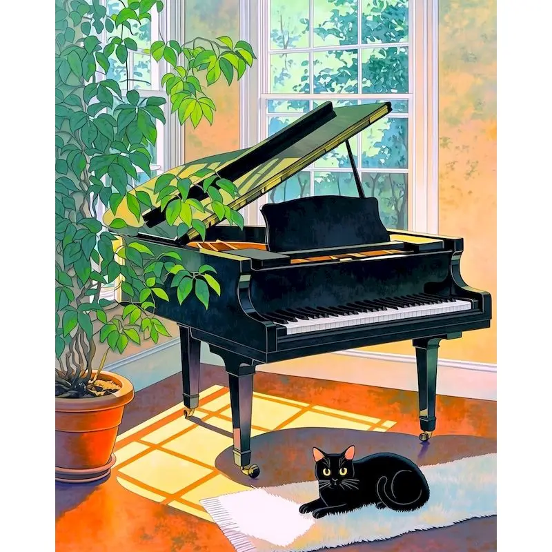 GATYZTORY Piano Paint By Numbers On canvas Picture Drawing Landscape Easy Acrylic on Canvas Home Wall Decor Picture On Numbers