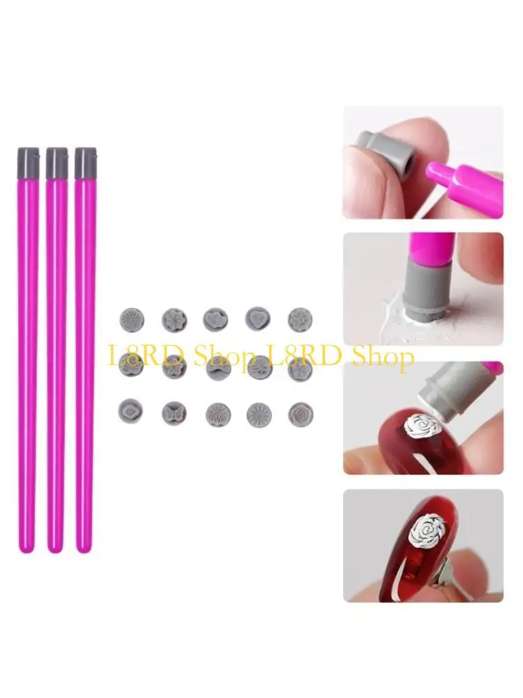 

L8RD Art Pen Set Art Stamp Pen Art Tool Flower Stamper Pen