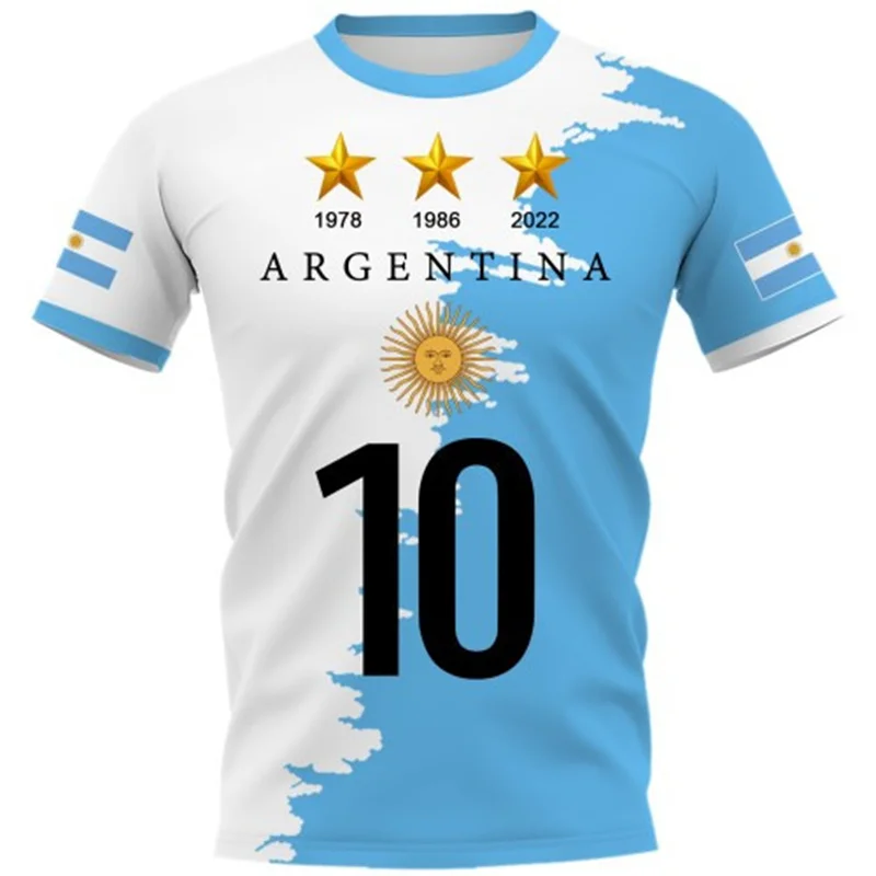 Argentina Football Jersey Soccer Shirts Men Custom T-shirt Sportwear Sport Soft Breathable Clothing Fast Drying Training Wear