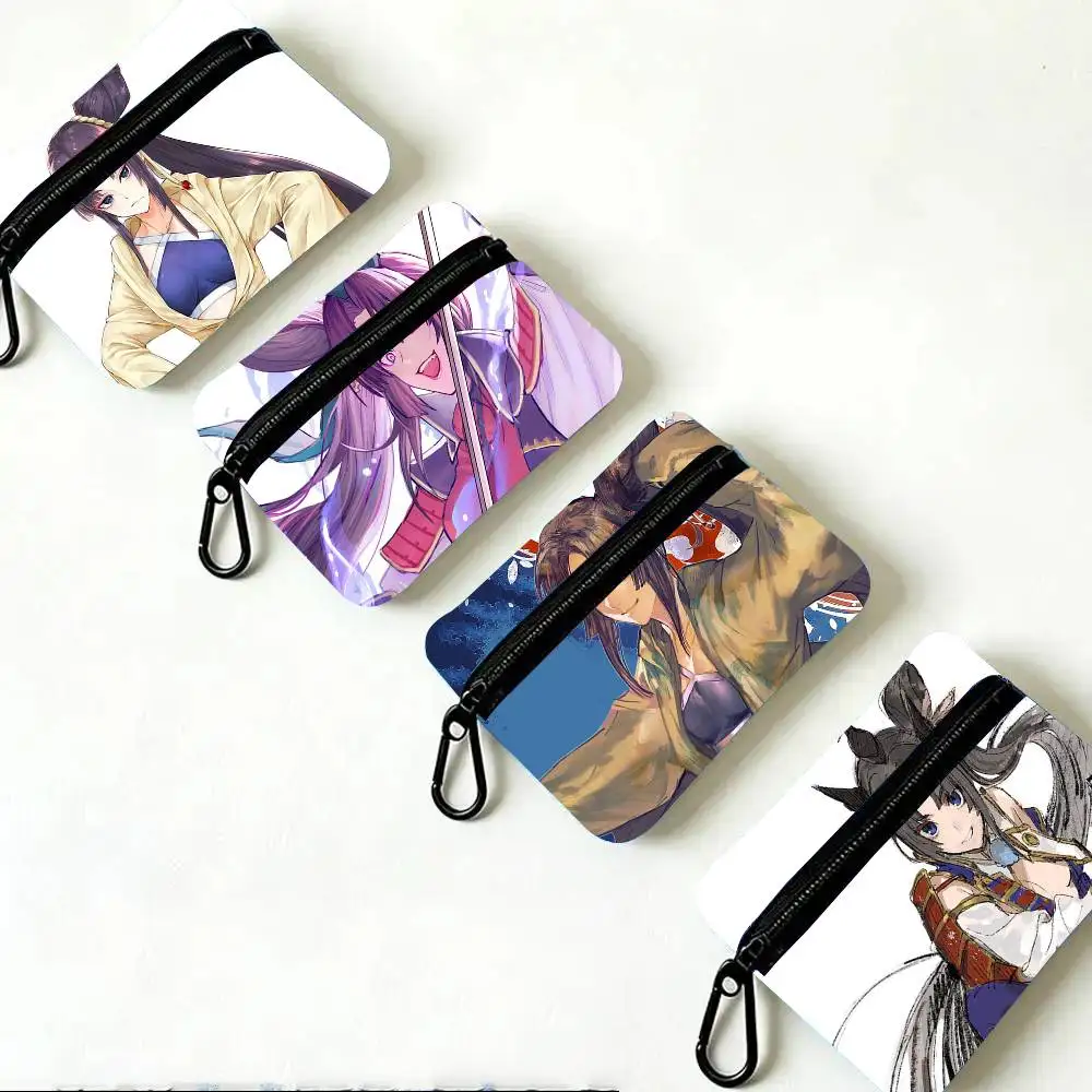 Ushiwakamaru Animated Fate Grand Order Oxford Fabric Wallet With Zipper Hanging Multifunctional Bag For Credit Cards Keys Coins