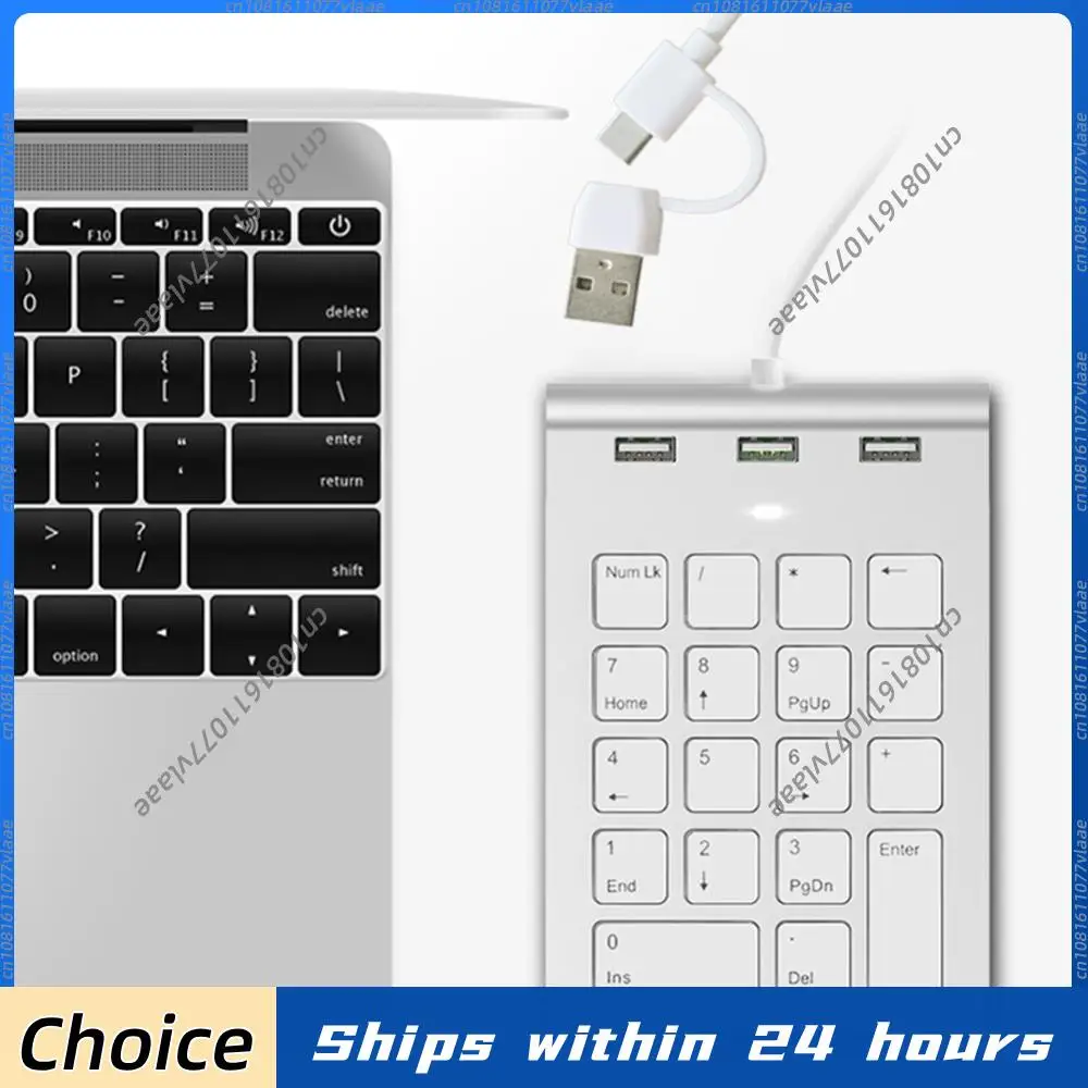 Teclado Numérico Digital con Cable USB y Tipo C, con 3 Puertos USB 2.0, 18 Teclas, para Computadora Portátil, Escritorio, PC