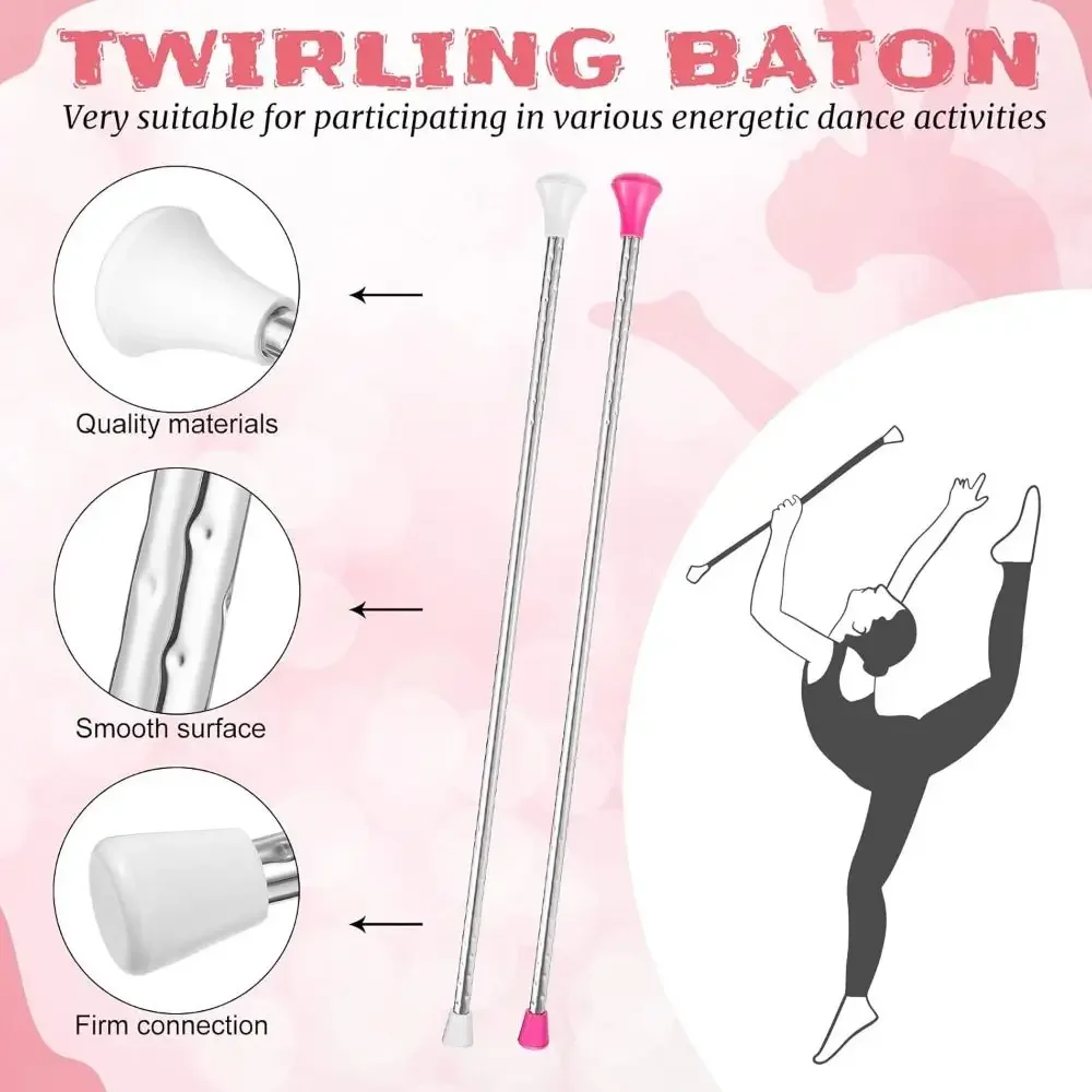 Random Color Stainless Steel Marching Baton Balanced Lightweight Twirling Baton Professional Ribbon Baton Performance Arts view 3