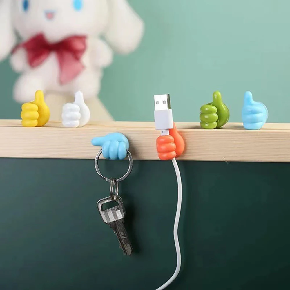 Multifunctional Thumb Hook Cartoon Creative Data Cable Storage Organization Wall Winding Fixer Wire Clip Holder Cable Manager