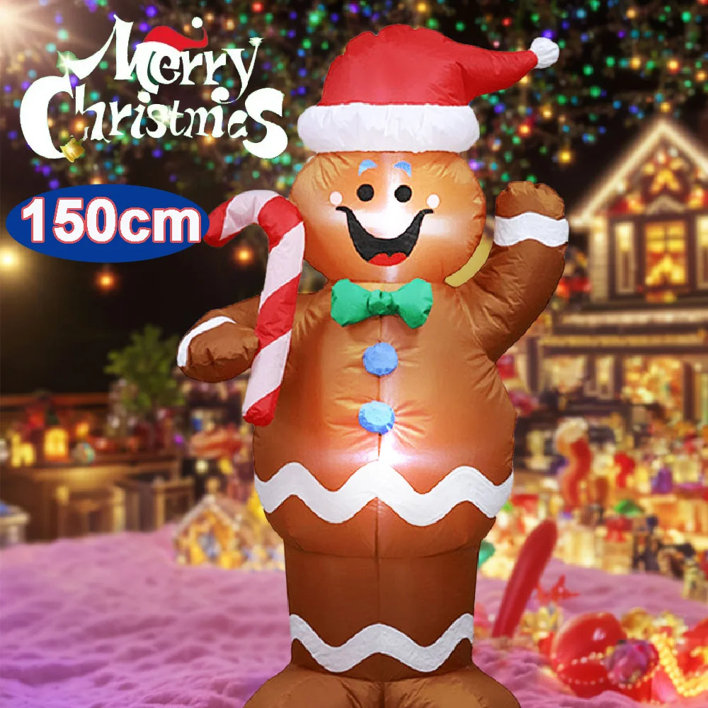 

1.5m Christmas Inflatable Gingerbread Man Nutcracker With LED Lighted Xmas Decoration Christmas Decoration Outdoor Garden Party