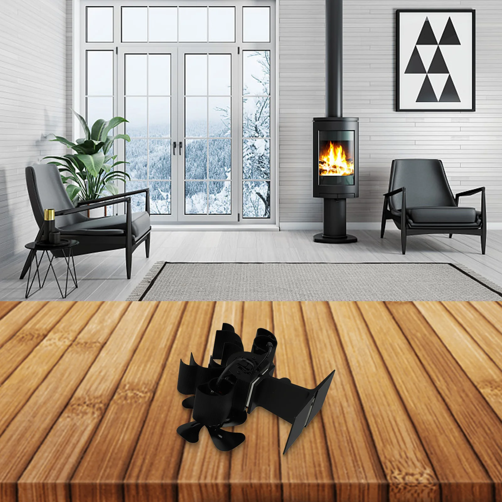 

Fan For Improved Fuel Efficiency Air Circulation Fan Fireplace Fan Aluminum Material Improves Stove Efficiency