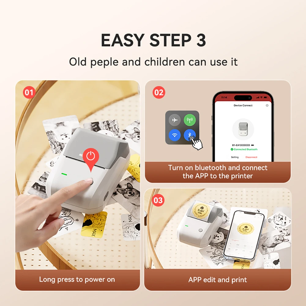 Niimbot B1 Thermal Printer Self-adhesive Food Stickers Bluetooth Label Maker Pocket Name Pirce Bacode Bussiness Labeling Machine