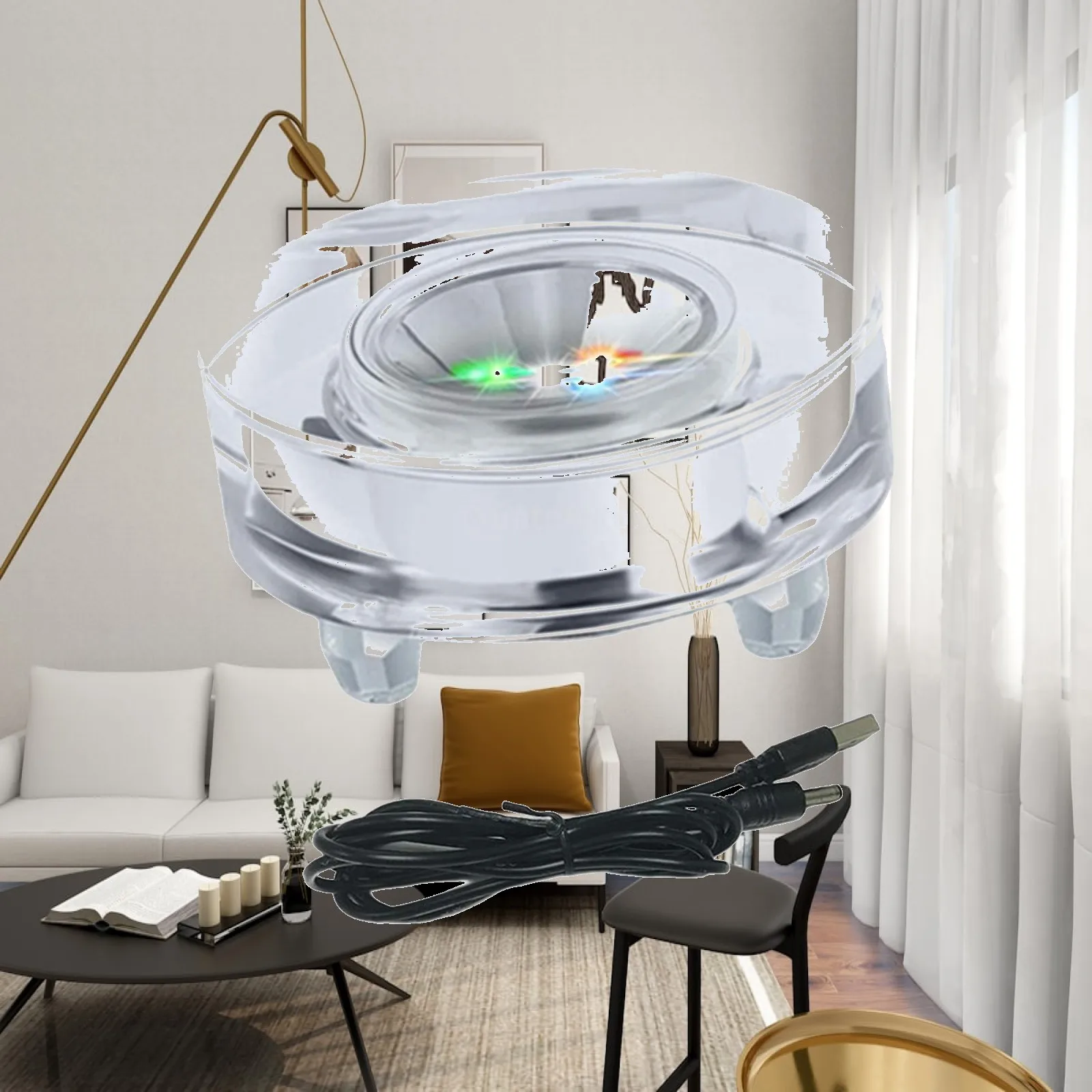 Crystal LED Light Base Sturdy USB Powered Multicolor Display Stand for 3D Jewelry Vase Shop Lighting