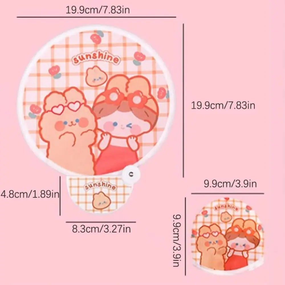 Mini Foldable Fan Cute Cartoon Creative Collapsible Fan Simple Small Fresh Round Fan