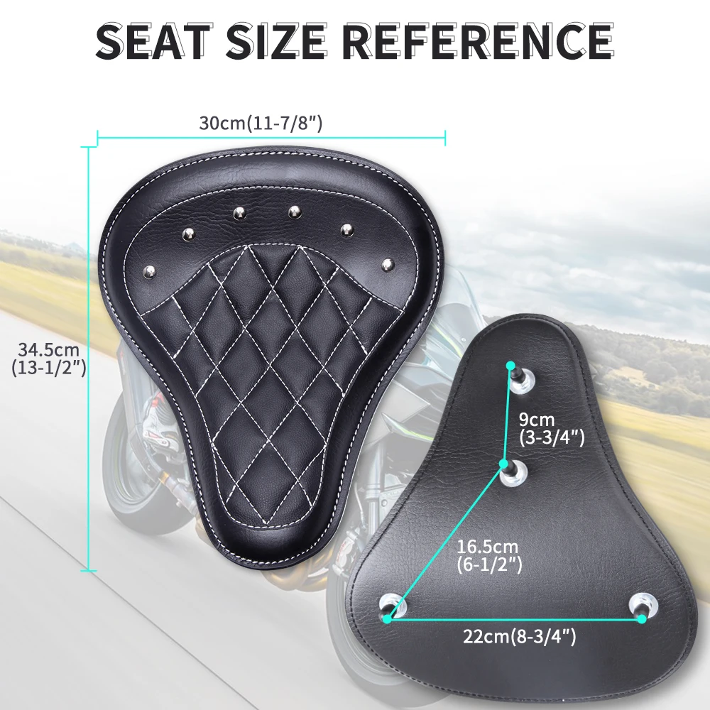 1 SET Motorcycle Retro Leather Solo Seat+3\