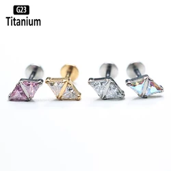 ASTM F136 Titanium Labret Piercing Zirconia Ear Studs Tragus Lip Rings Internal Thread Helix Earrings Ear Cartilaged Jewelry 16G