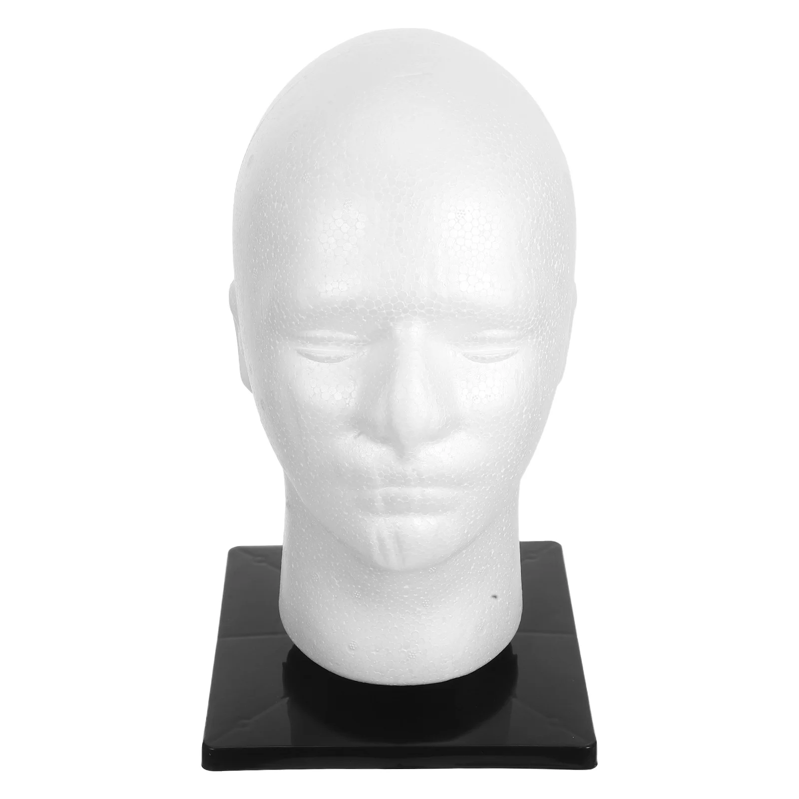 

Realistic Foam Mannequin Head Square Base Support Multi Functional Hat Glasses Holder Male Display Bust for Retail