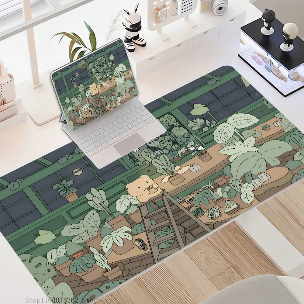 Green Plant Mousepad Mouse Mat Desk Mat With Pad Gaming Accessories Prime Gaming XXL Keyboard Pad Padding Mat