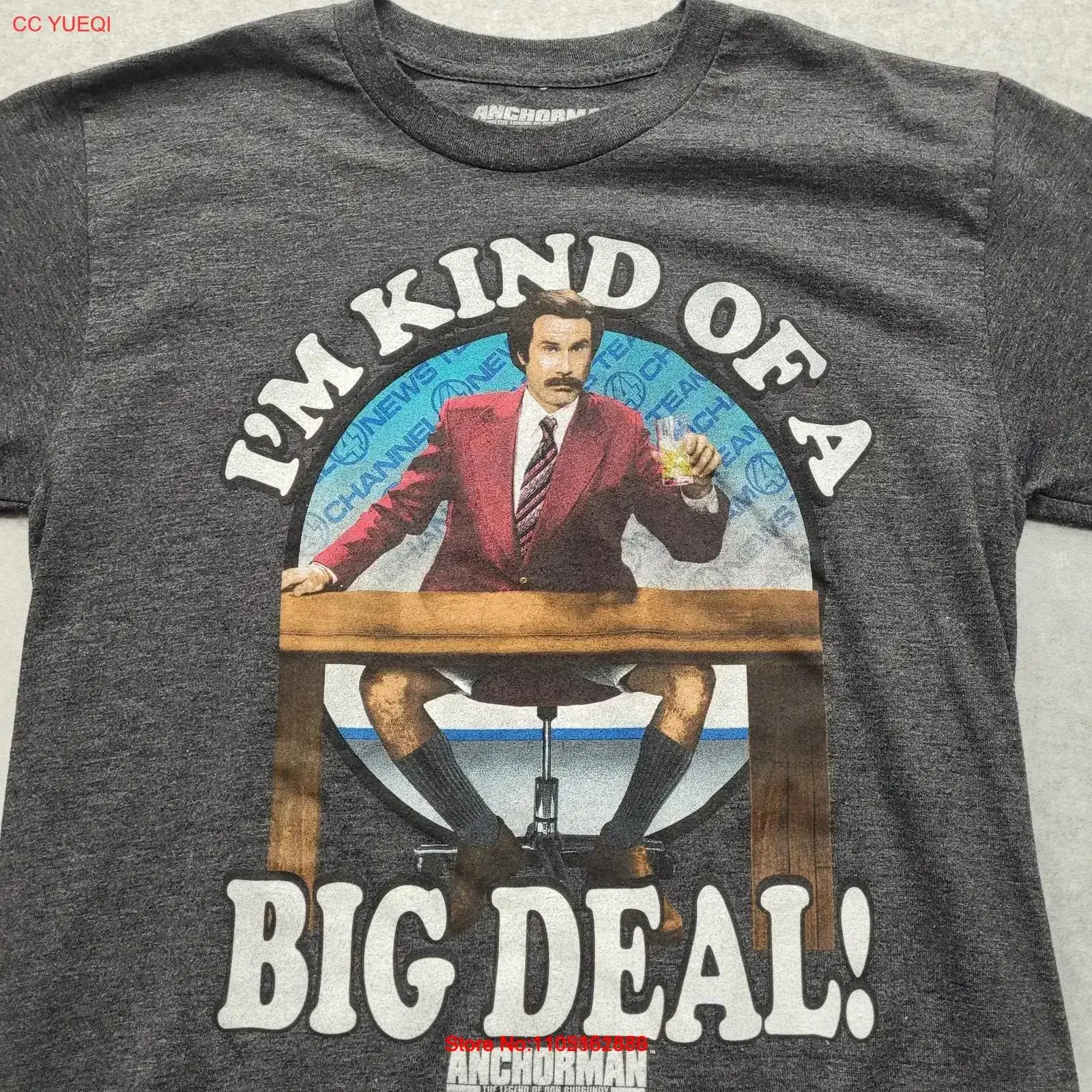 I'm Kind Of A Big Deal Anchorman Men's Small Intense Gray T Shirt vintage Washed homme Versatile graphic Soft Breathable