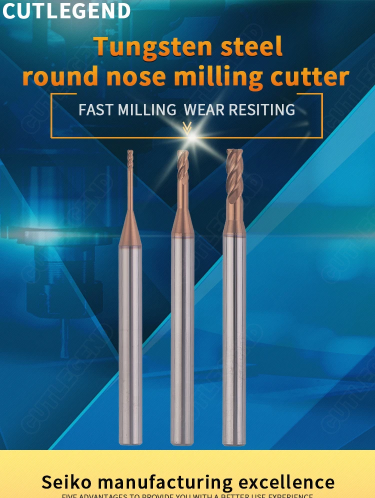 1mm 1,5mm 2mm 3mm R0.1/R0.2/R0.3/R0.5 Langhals-Eckradiusfräser CNC R-Rundkantenfräser aus Wolframkarbid für Stahl und Metall – Detail 1