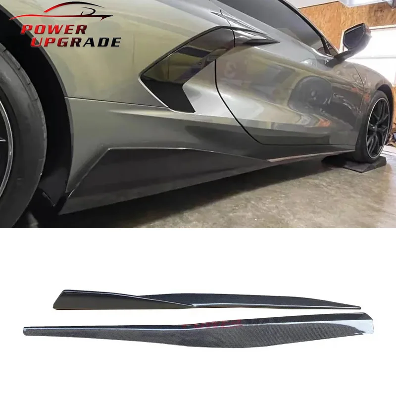 For Chevrolet Corvette C8 2-Door Coupe 5VM Style Side Splitter Carbon Fiber Side Skirts