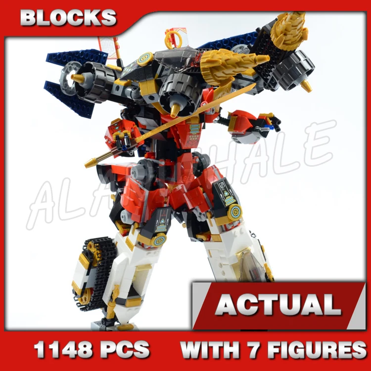 1148pcs Shinobi 4in1 Ultra Combo Mech Car Tank Jet Fighting Machine Wu Bot 82207 Building Block Sets Compatible With Model