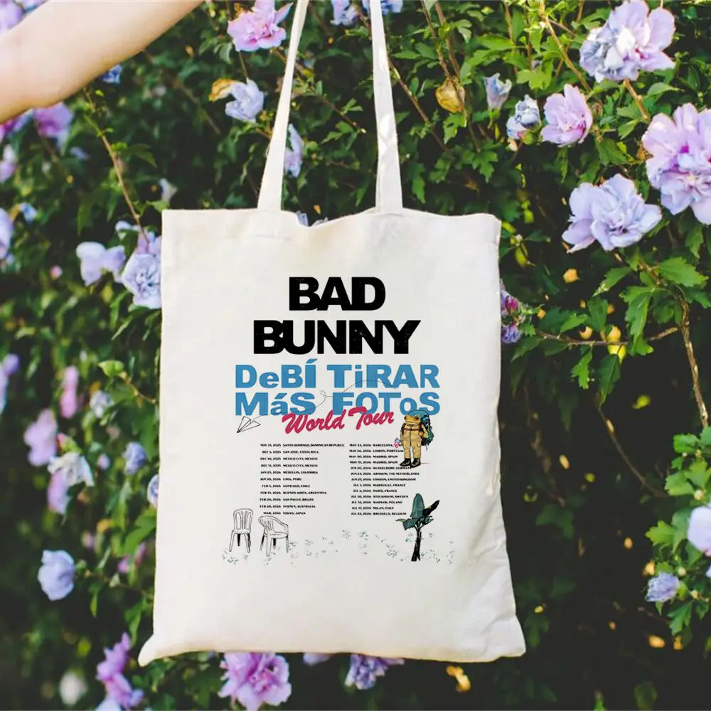 Bad Bunny Debi Tirar Mas Fotos Dtmf Durable Beach Rústico Charm Green Living Biblioteca Bolsa de compras Biblioteca reciclable duradera