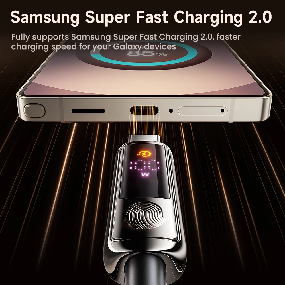 Toocki PD100W Fast Charging USB C Cable Intelligent Touch Control Power Display Zinc Alloy Type C Cable for iPhone 16 15 Samsung
