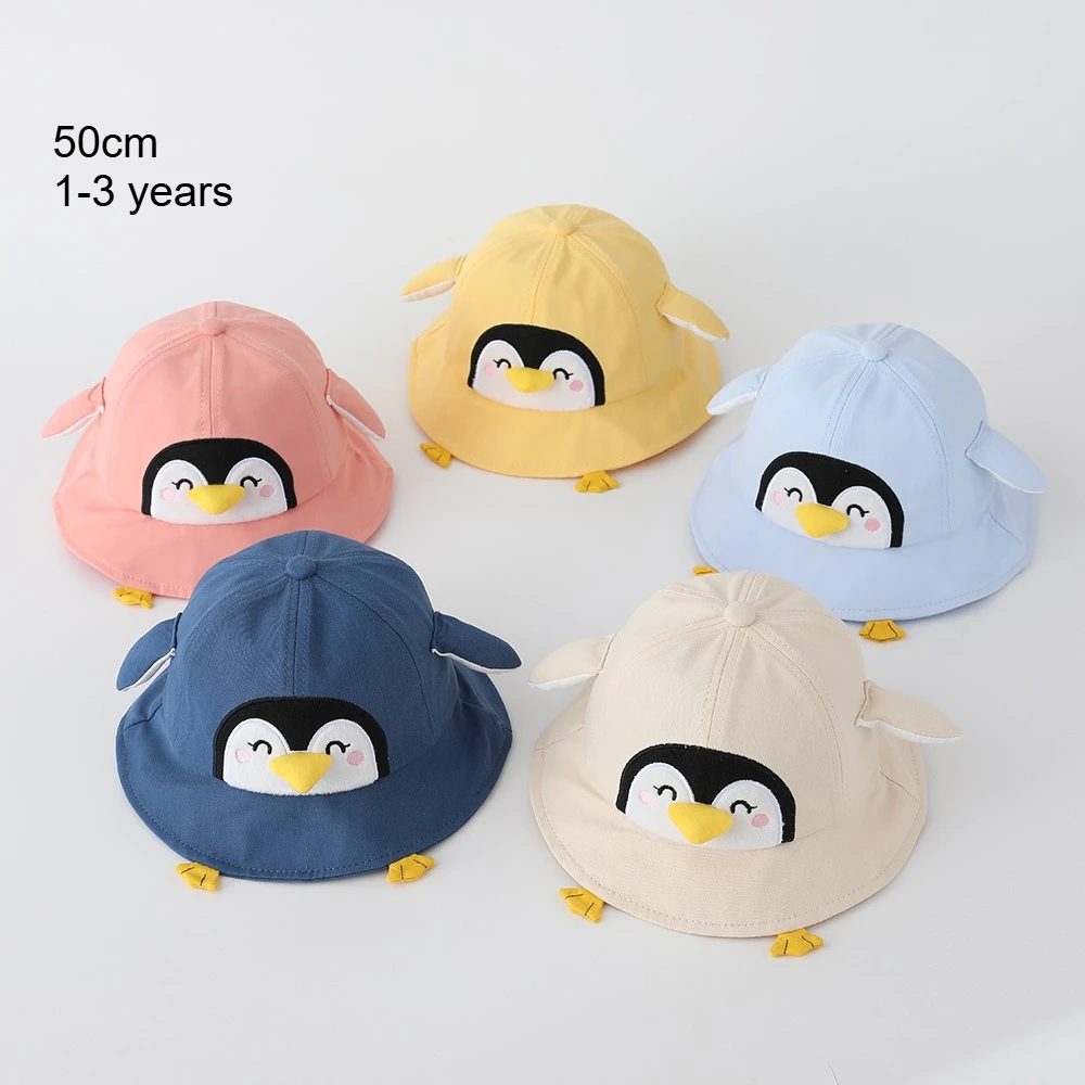 Chapéu de Bebê Menina 50CM 1-3 Anos, Boné de Pinguim Fofo para Crianças, Chapéu de Sol para Meninos e Meninas, Chapéu de Pescador Infantil Fino Primavera Verão 2026