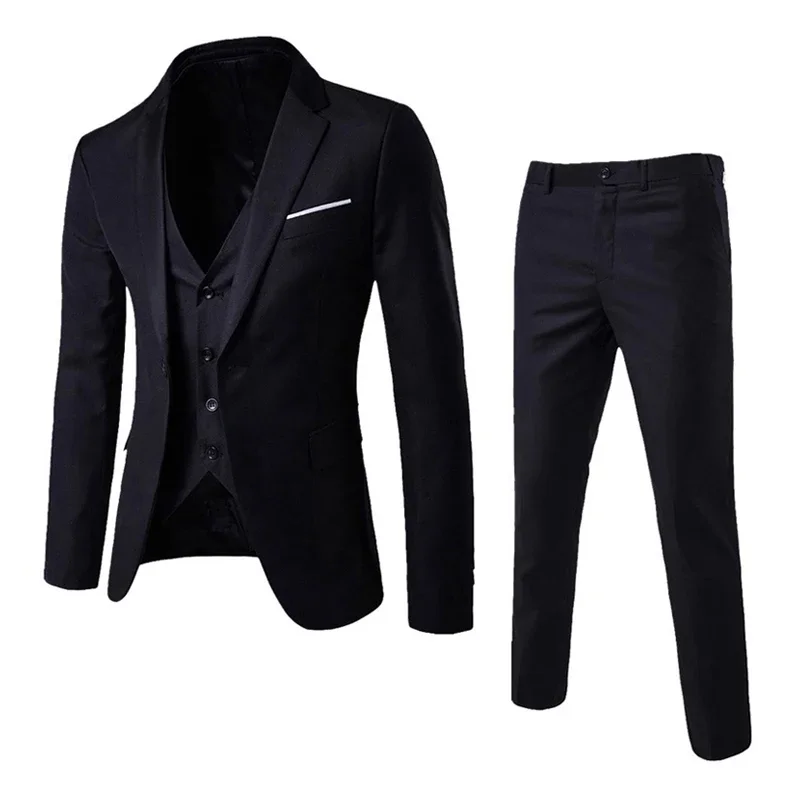 Men Suits For Wedding 3 Pieces Set Elegant Luxury Blazers Outfit Fashion Classic Full Jackets Vest Pants 2024 Formal Costume