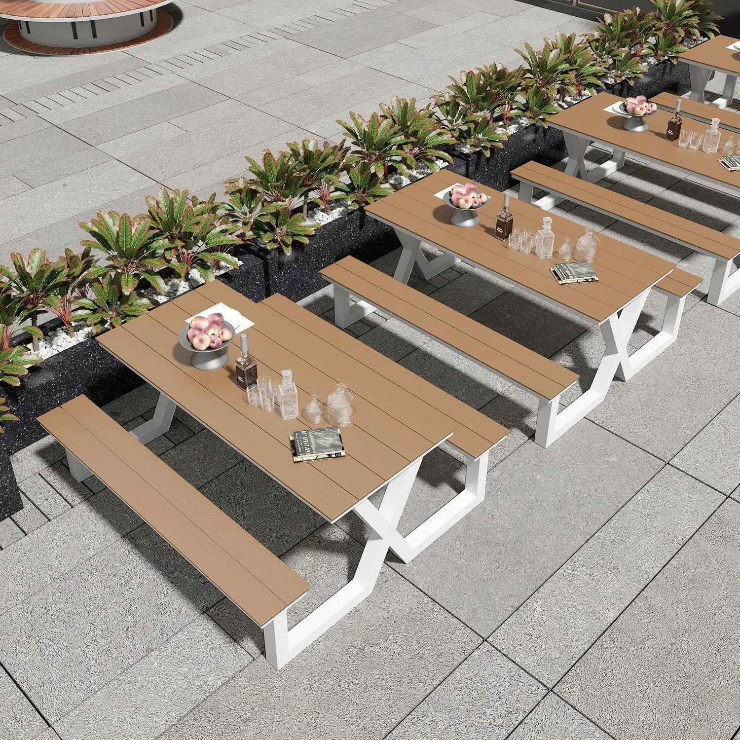 Leisure And Commercial One-piece Square Outdoor Scenic Spot Table Outdoor Office Integrated Outdoor Table And Chair Set Park Cou