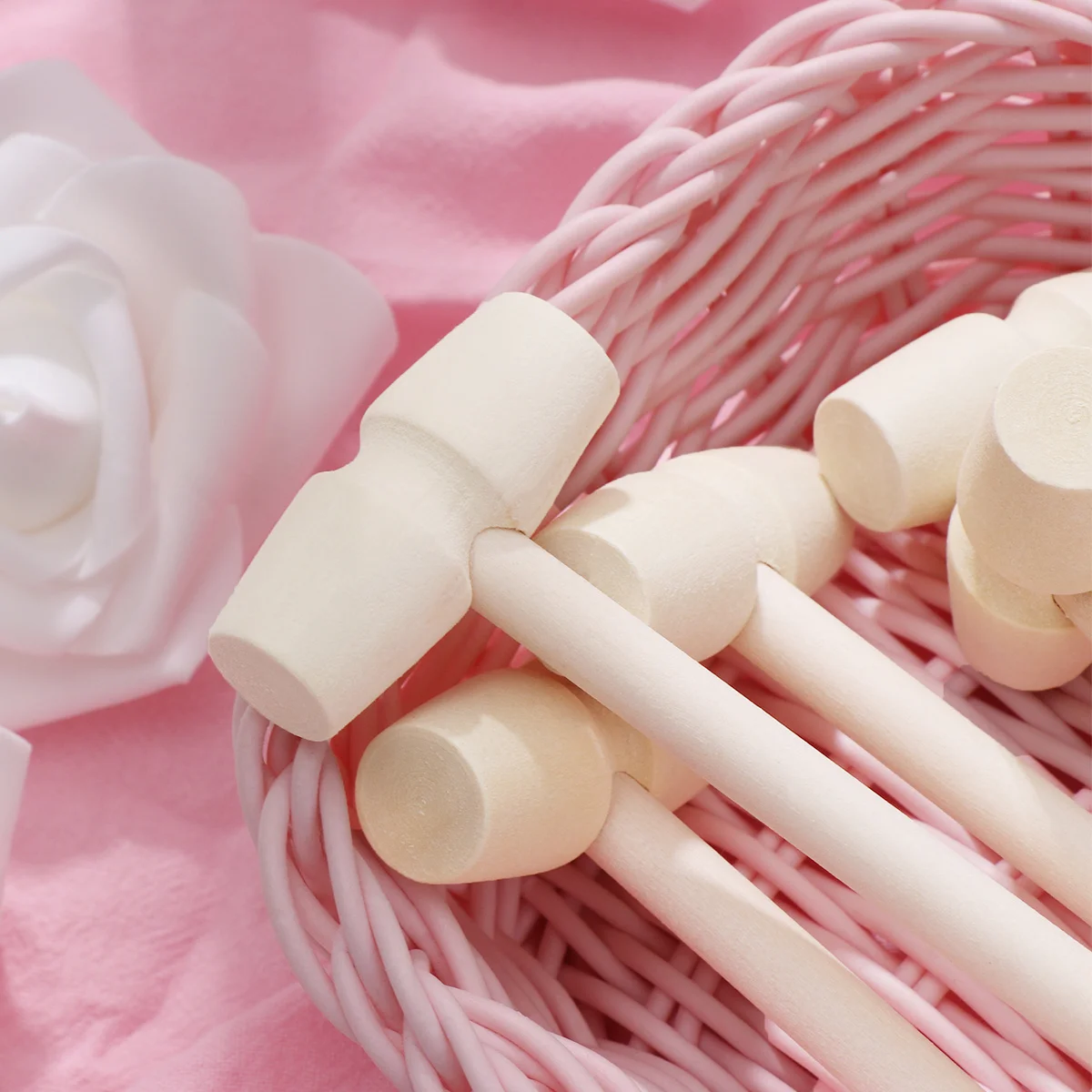 5pcs Mini Wooden Hammer Mallet Pounding For Toddlers Baby Hand Eye Coordination Wood Hammer Smooth Safe Durable Mallet Tool