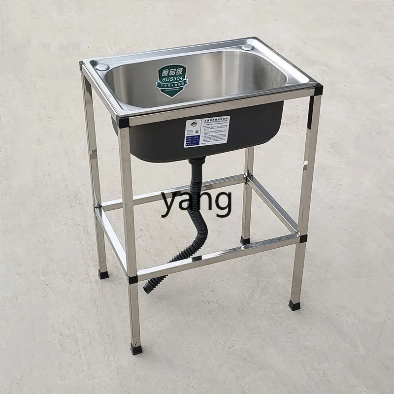 LMM ,stainless steel vegetable washing basin, sink single tank with bracket set washing tank