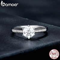 BAMOER D Color Moissanite Ring For Women Diamond Moissanite Rings 925 Sterling Silver Engagement Bands Fine Jewelry