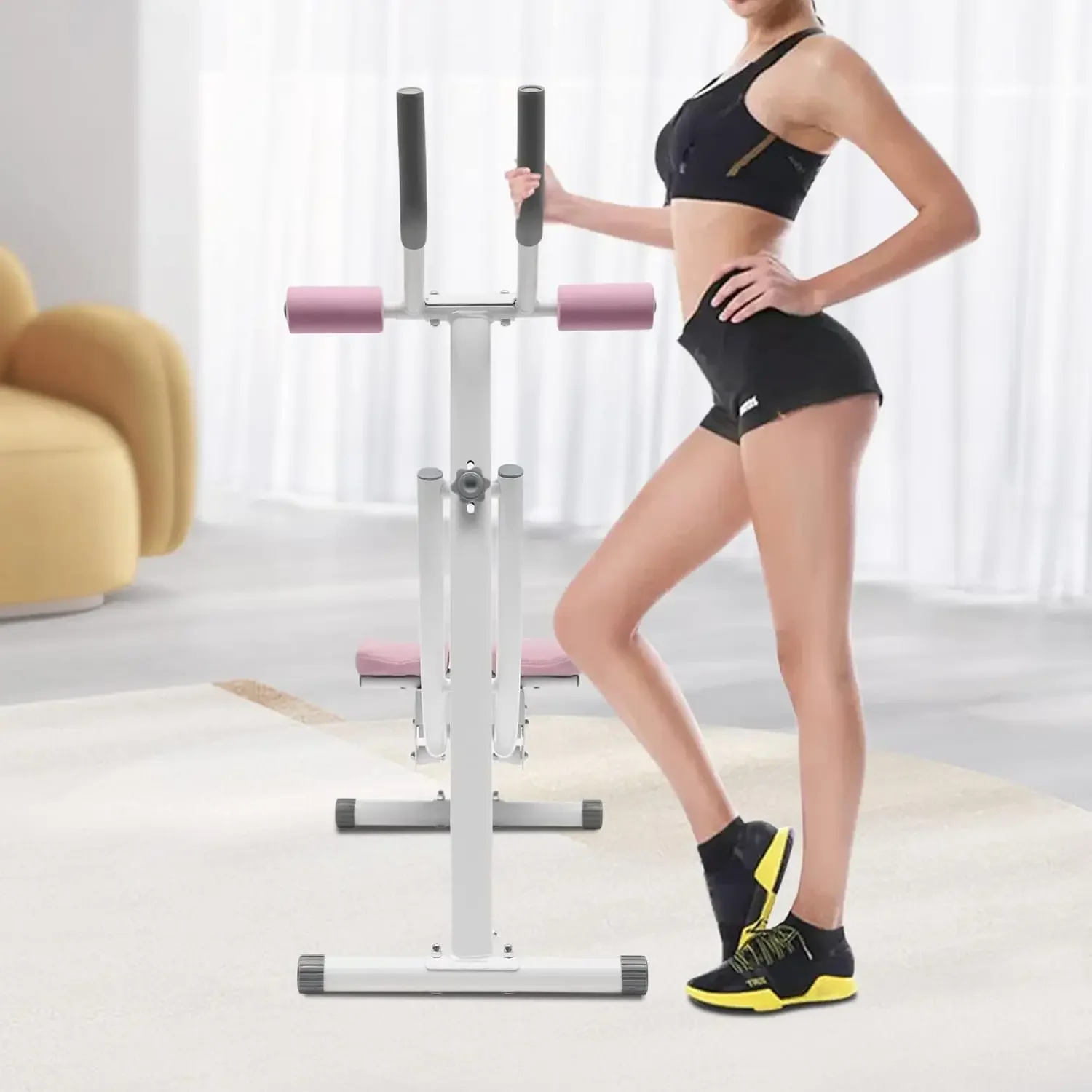 

Foldable Abdominal Cruncher Exercise Machine Core Abdominal Trainer Sit Up Bench Side Shaper 330lbs with LED Monitor