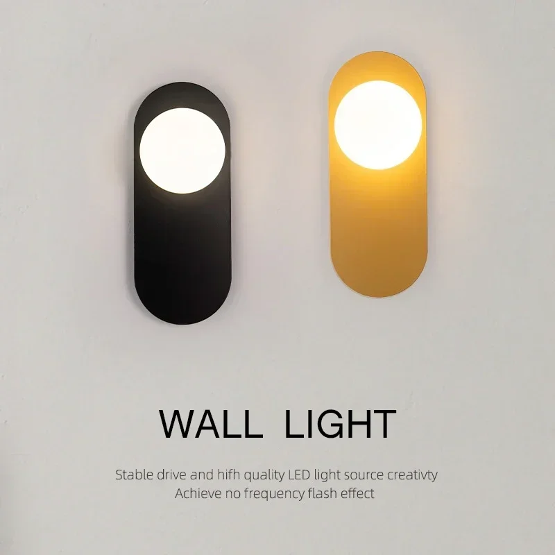 

Nordic Creative Glass Ball Wall Lamp Living Room Metal Fashion Modern Minimalist Bedside Wall Light Bedroom Fixtures Lighting