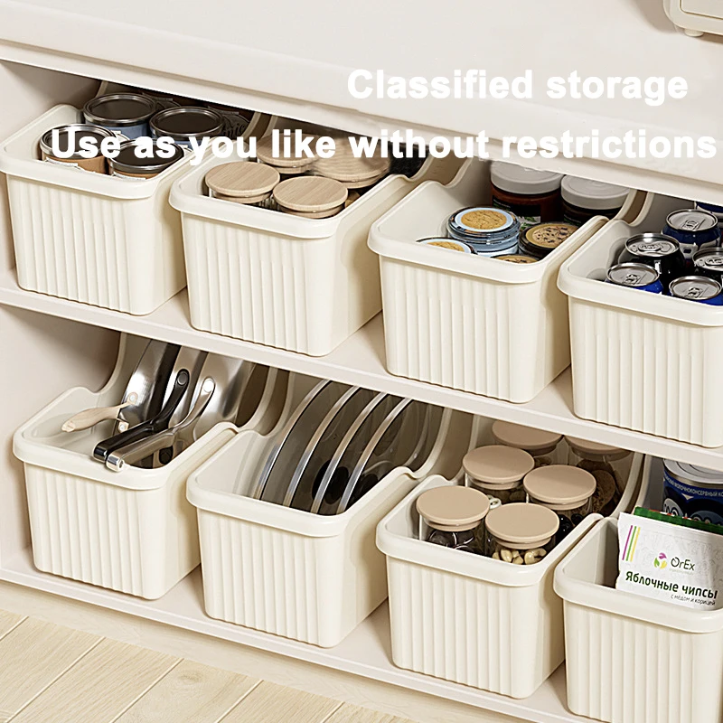 Kitchen Cabinet Storage Box With Pulley Kitchen Utensil Lid Storage Rack Debris Storage Basket Cabinet Storage Box