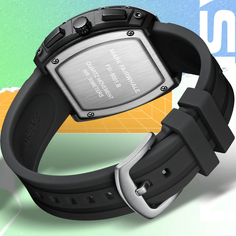 ساعة مارك فيرويل الجديدة للرجال كاجوال عصرية بمينا رائع وتصميم على شكل تونيو مقاومة للماء ومضيئة متعددة الوظائف كوارتز للرجال