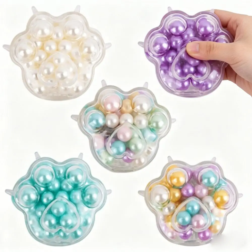 Boys Girls Colorful Beads Noisy Squishy Ball Hand Relax Pinch Cat Paw Sensory Cute Handmade Squeeze Toys Kids Adults
