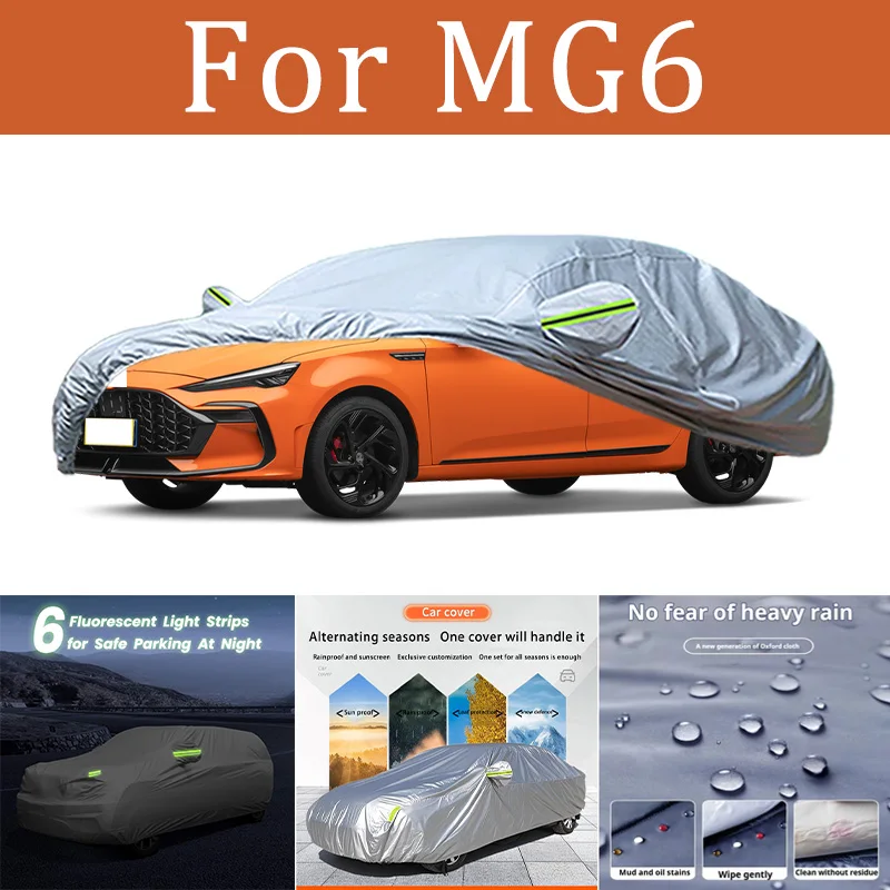 

For MG6 Car Cover Full Exterior Silvery Black Auto Cover Sunshade Dustproof Protection With Reflective strips cars accessories