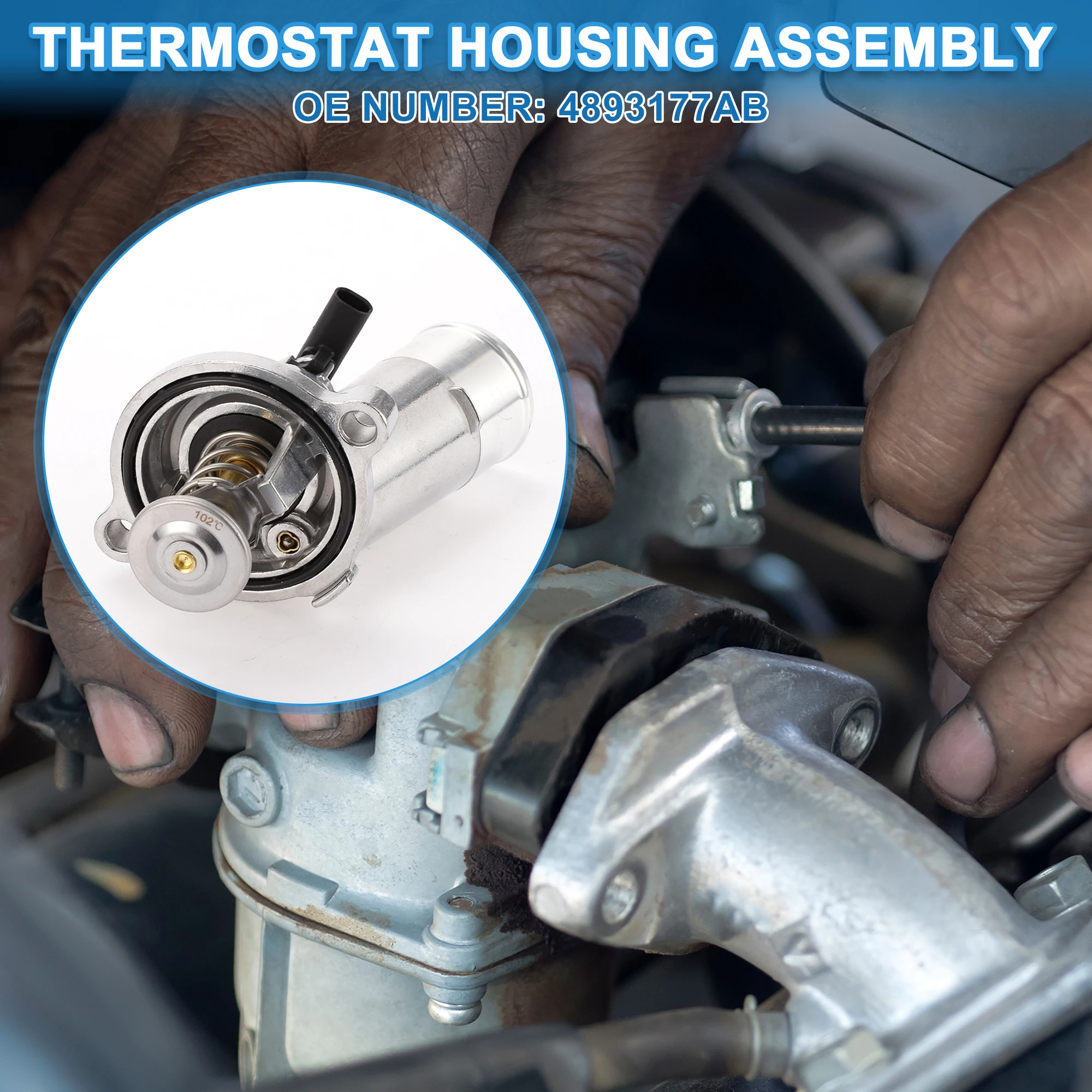 

X Autohaux Car Engine Coolant Thermostat Housing Assembly for Dodge for Ram 2500 3500 14-20