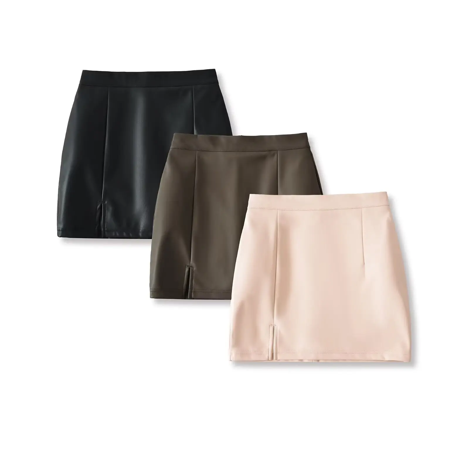 Sexy Spicy Girl High Waist PU Leather  Skirt Women's A-Line ort Skirt f Body Skirt Split Anti-Light Commute Sle