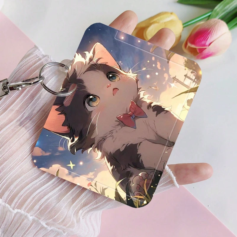 ที่ใส่บัตรสไตล์การ์ตูนพร้อมสายสปริงแบบยืดหดได้เคสป้องกันบัตรสำหรับรถบัส/มื้ออาหารสุดเท่สำหรับเด็กผู้ชาย