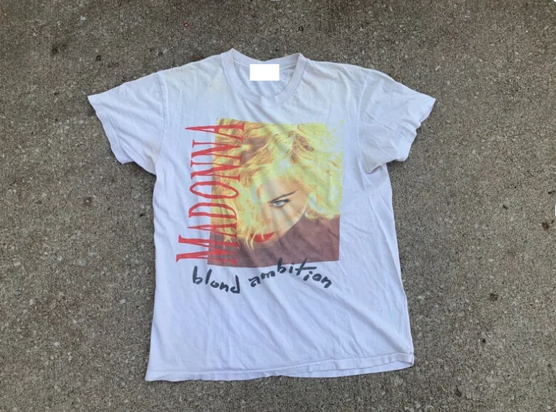 Madonna T-Shirt Unisex Tour 2023 Vintage Größe Ehrgeiz Welt blond schwarz Concer