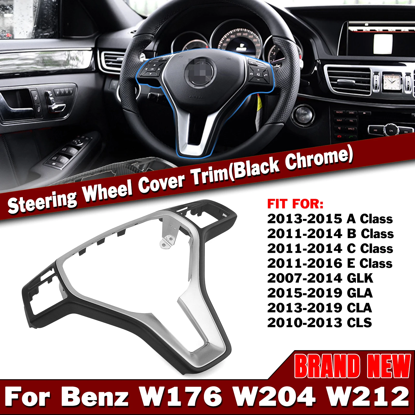 For Mercedes Benz A B C E CLA CLS SLK Class 35mm Gear Steering Wheel Cover Trim Frame Bezel Replacement