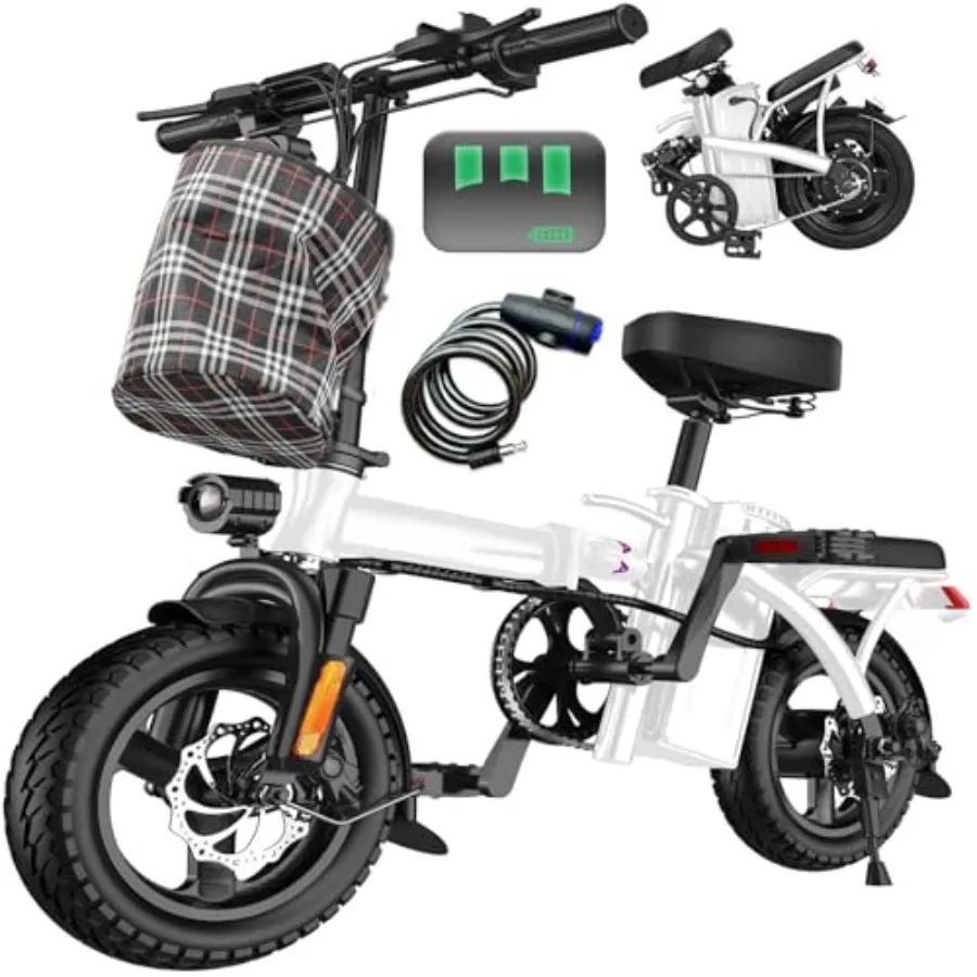 

Compact commuter folding e-bike for adults and teens: 560-740W motor, 20-25MPH, 32-mile range, 48V 10Ah battery, 3-level pedal