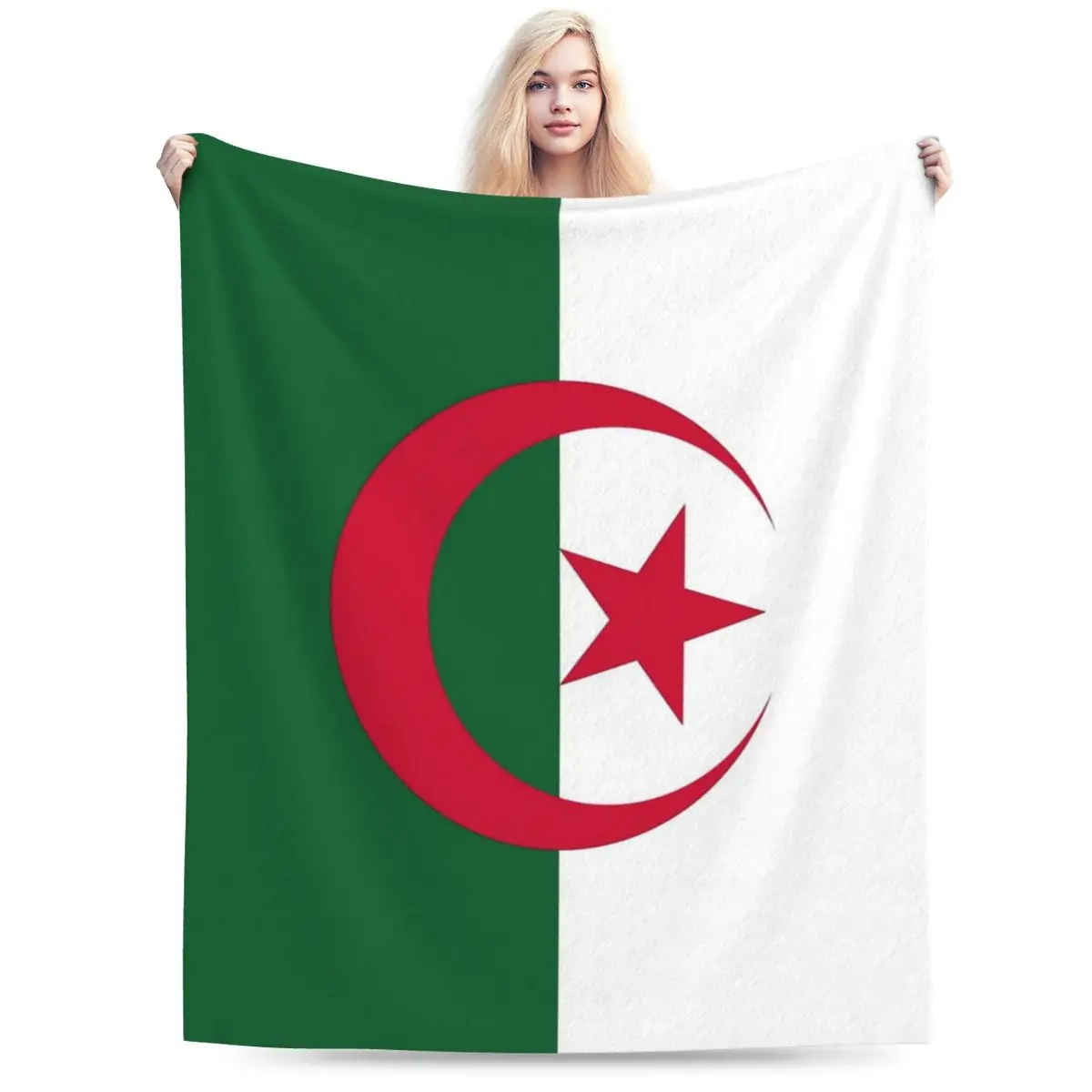 Flag Of Algeria Blankets Soft Warm Flannel Throw Blanket Cover for Bed Living room Picnic Travel Home Sofa