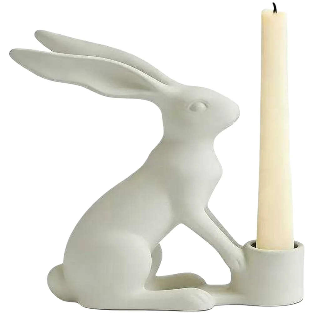 Easter Resin Rabbit Candle Holder for Table Decor Modern Candlestick for Home Living Room Shelf Mantel Display