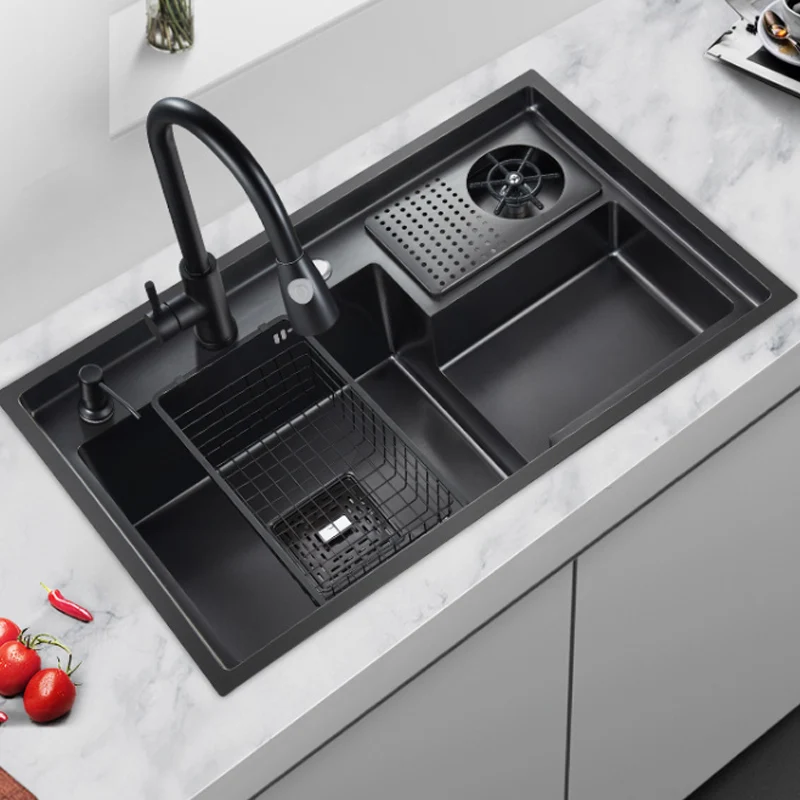 Stepped Sink 304 Stainless Steel Vegetable Wash Basin High PressureCup Washer Coffee Shop Wine Bar  Kitchen