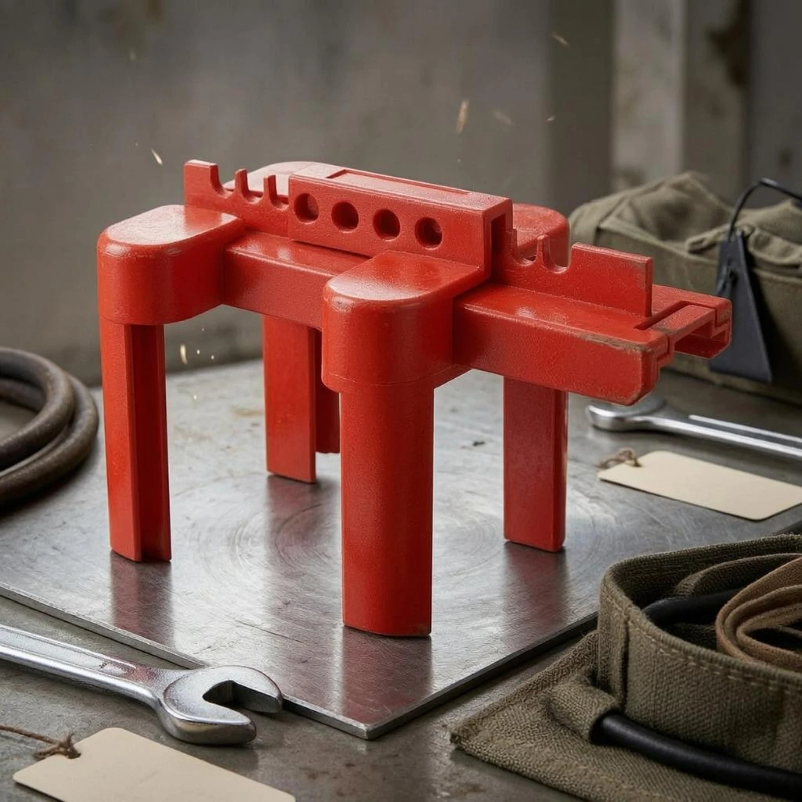 Adjustable Ball Valve Lockout Tooltool-Less Clamp-Style Valve Lockout Safety Equipment Four-Leg Design Easy to Install